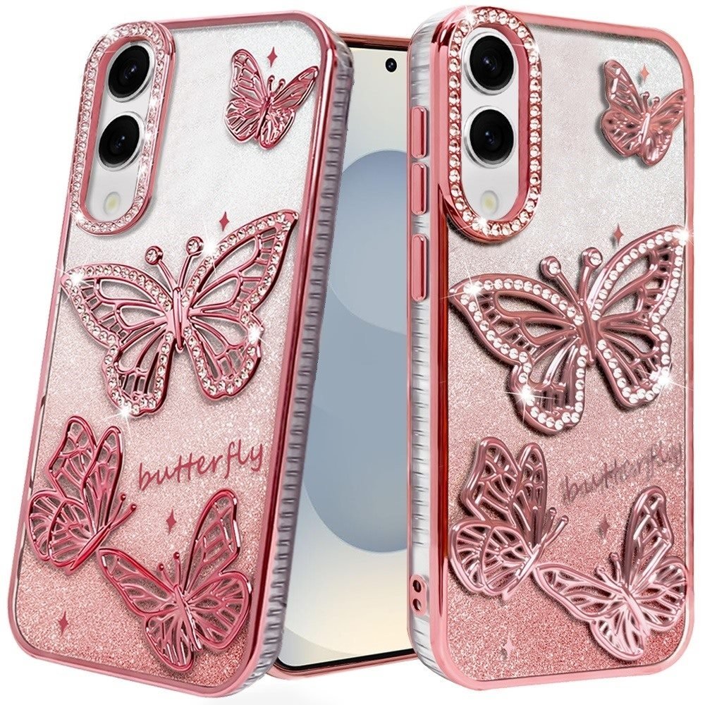 For Samsung Galaxy s25 Edge Butterfly Freedom Shimmer Glitter Thick TPU Case Cover - Image 3