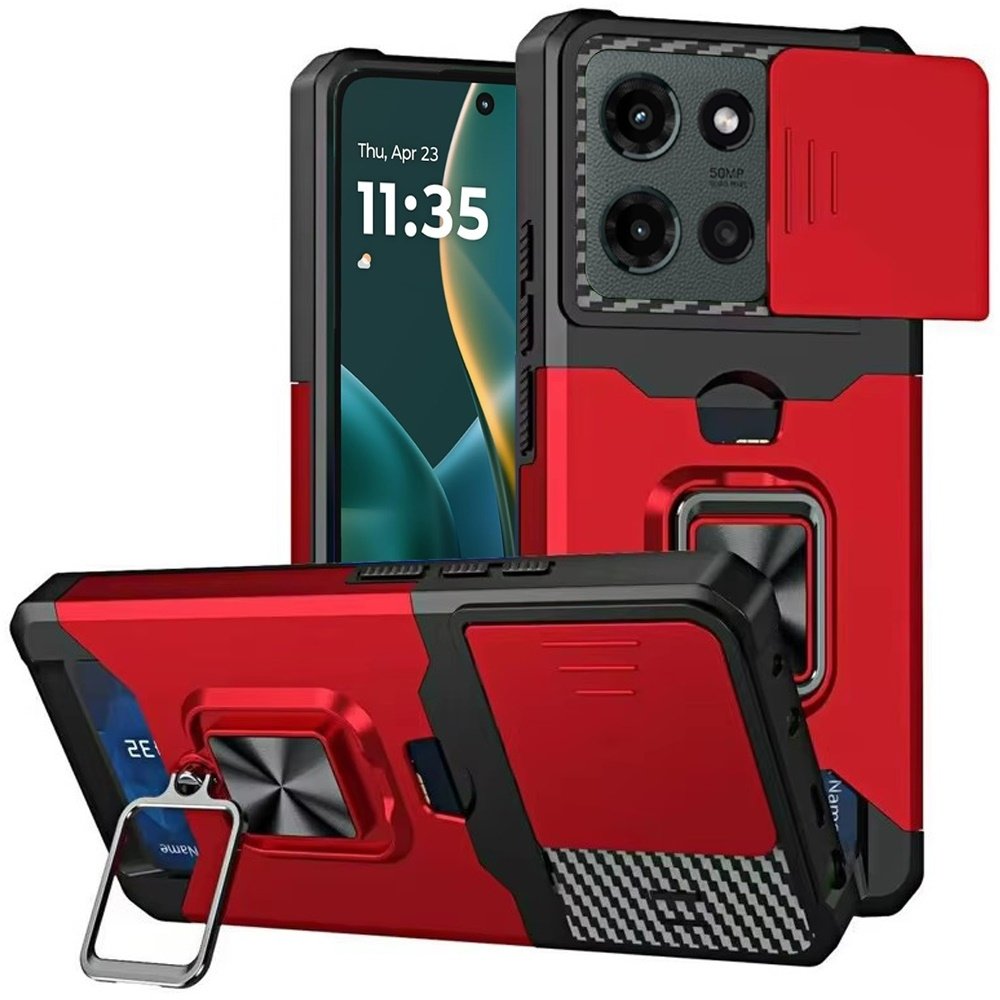 For Moto G Stylus 5G 2025 Multi-Functional Card Magnetic Ring Stand Hybrid Camera Case Cover - Image 2