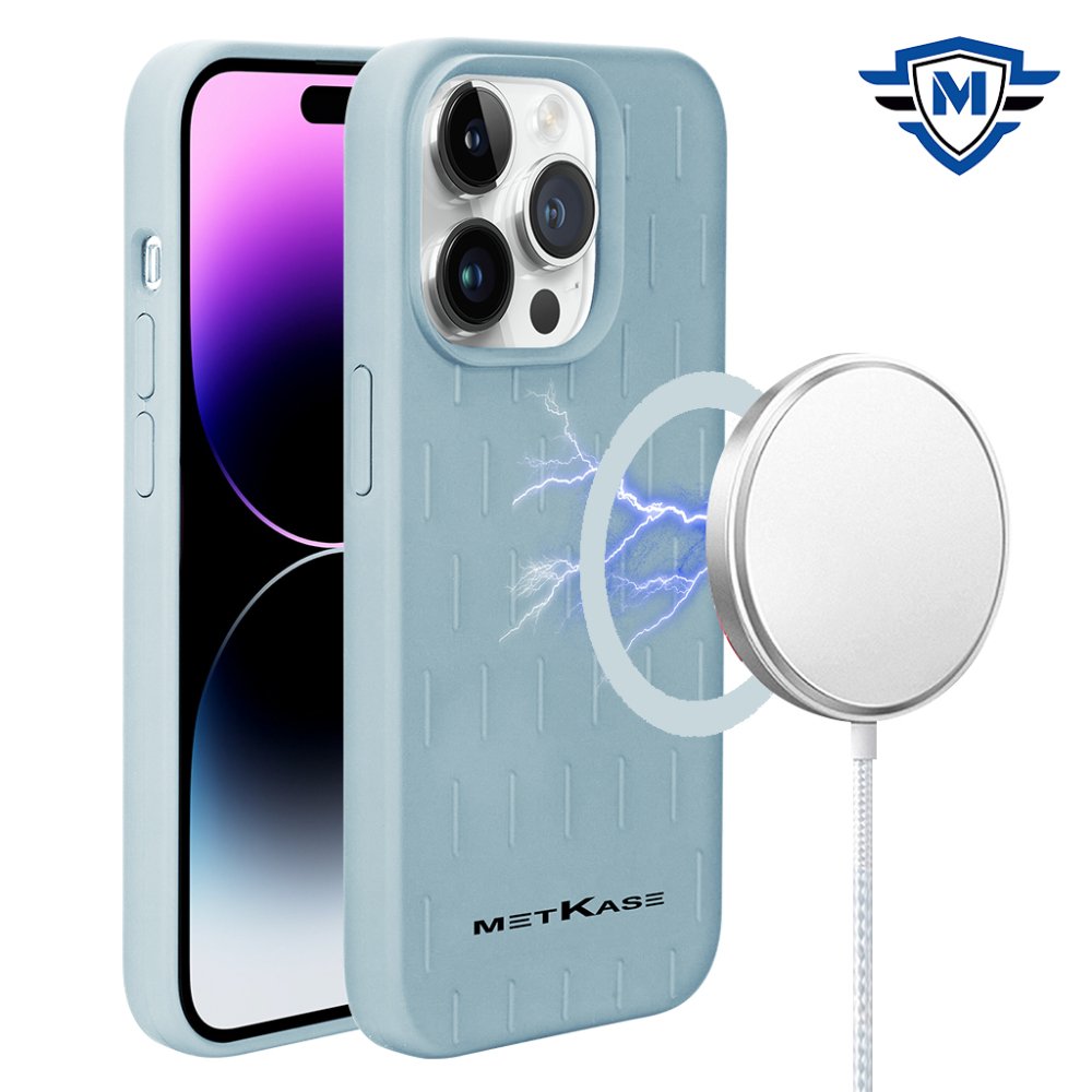 For Apple iPhone 15 Plus METKASE Boundless Liquid Silicone Magnetic Circle Thick Lined Design Hybrid Case