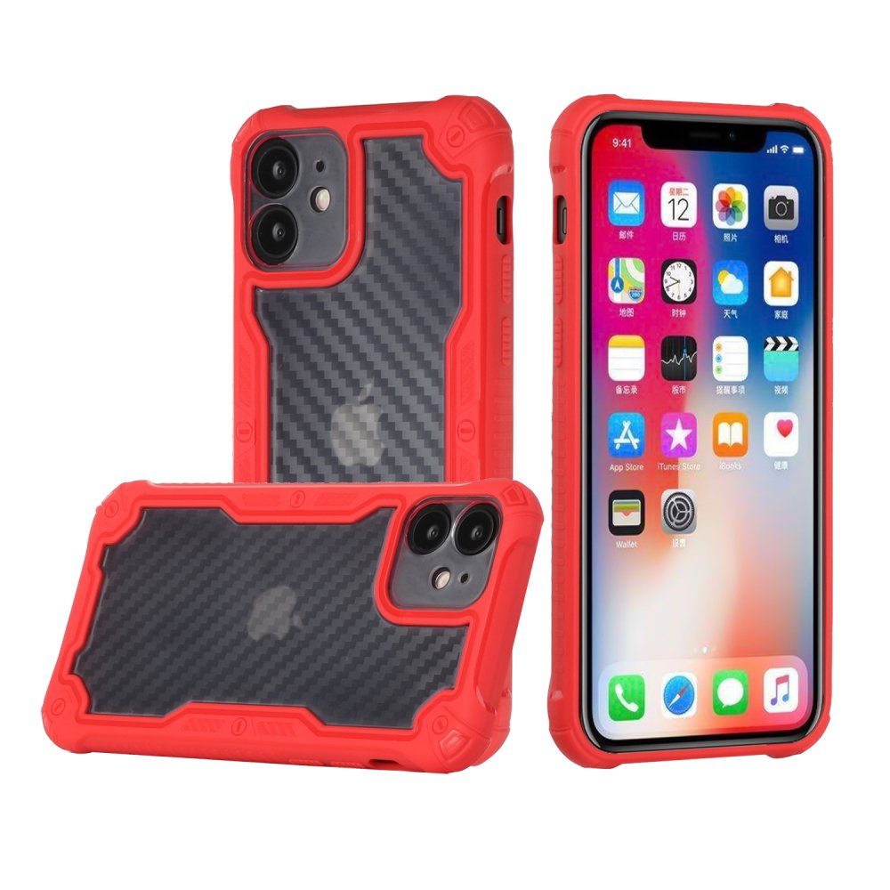 For Apple iPhone 13 Pro Max 6.7 Carbon Fiber Design Fused Hybrid Case Cover
