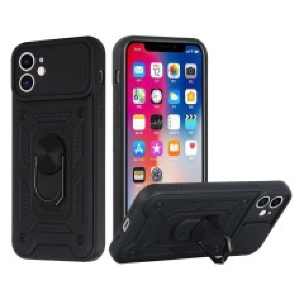 For Apple iPhone 13 Pro Max 6.7 ELITE Camera Push Magnetic Ring Stand Hybrid Case Cover