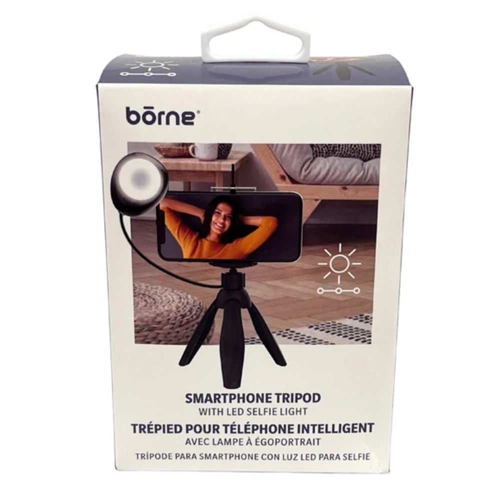 Borne Smartphone Tripod with LED Selfie Light Black