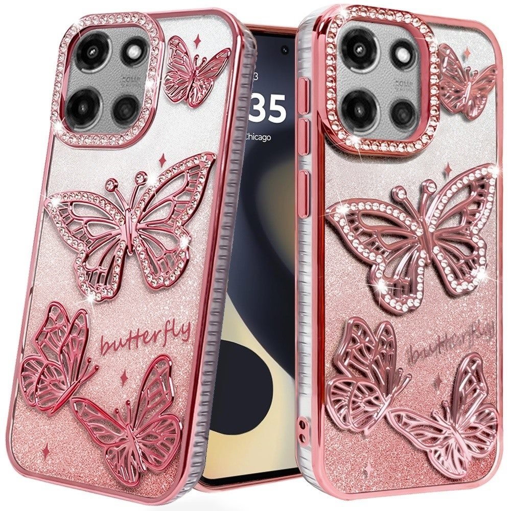 For Motorola Edge 2025 Butterfly Freedom Shimmer Glitter Thick TPU Case Cover - Image 3
