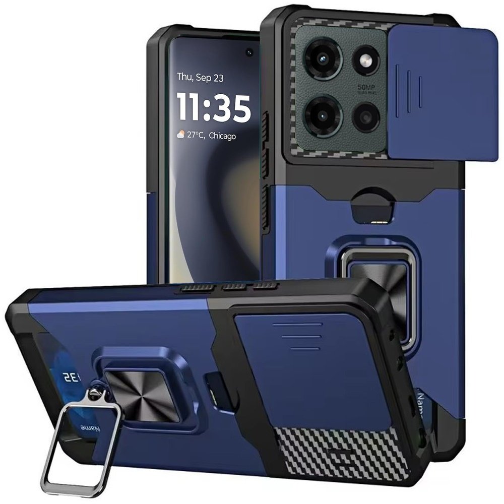 For Motorola Edge 2025 Multi-Functional Card Magnetic Ring Stand Hybrid Camera Case Cover
