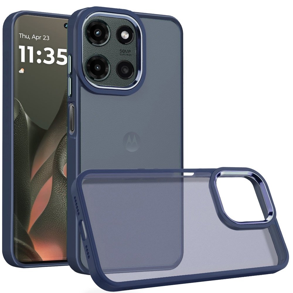 For Motorola Edge 2025 Polished Oil Thick Acrylic Metal Button Hybrid Case Cover - Image 2