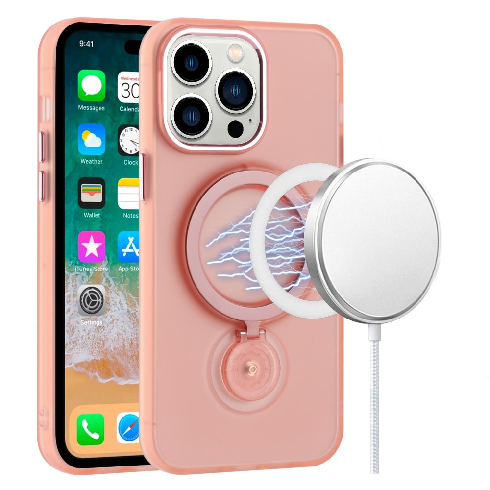 For Samsung Galaxy S22 Plus Hoop Kickstand Magnetic Circle HD Transparent Chrome Hybrid