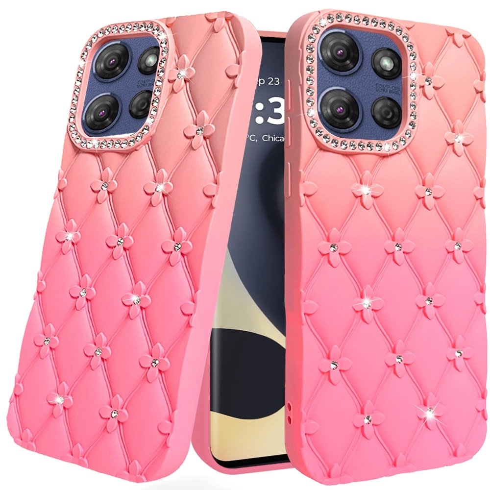 For Motorola Edge 2025 Floral Joy Glitter Shimmer Leather Feel Thick TPU Case - Image 4