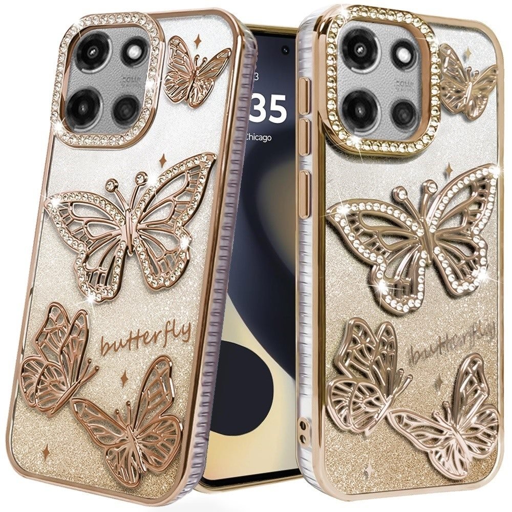 For Motorola Edge 2025 Butterfly Freedom Shimmer Glitter Thick TPU Case Cover - Image 2