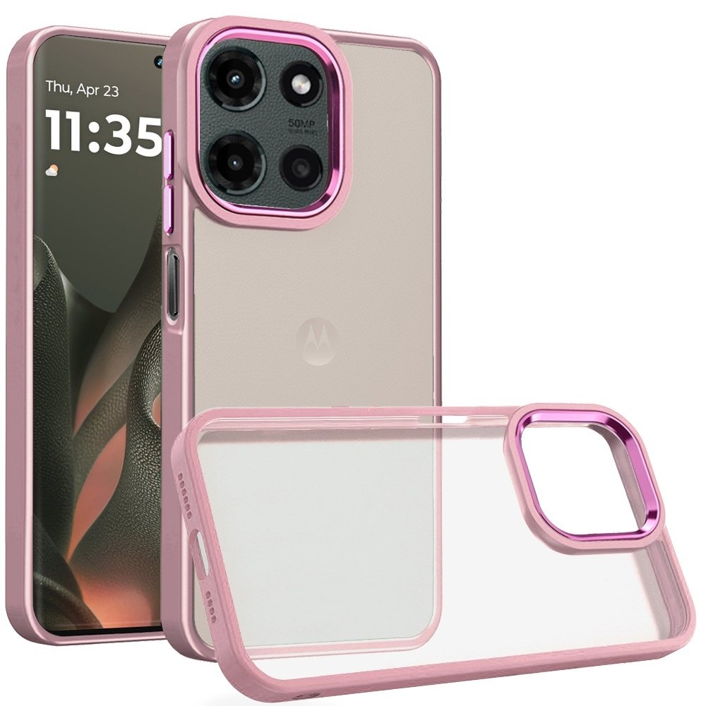 For Motorola Edge 2025 Polished Oil Thick Acrylic Metal Button Hybrid Case Cover