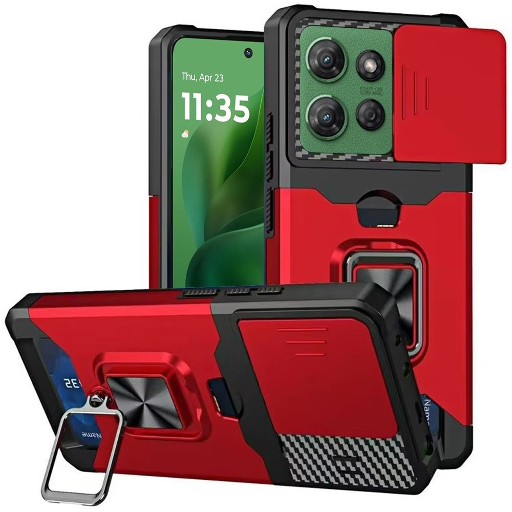 For Motorola Moto G Power 5G 2025 Multi-Functional Card Magnetic Ring Stand Hybrid Camera Case Cover