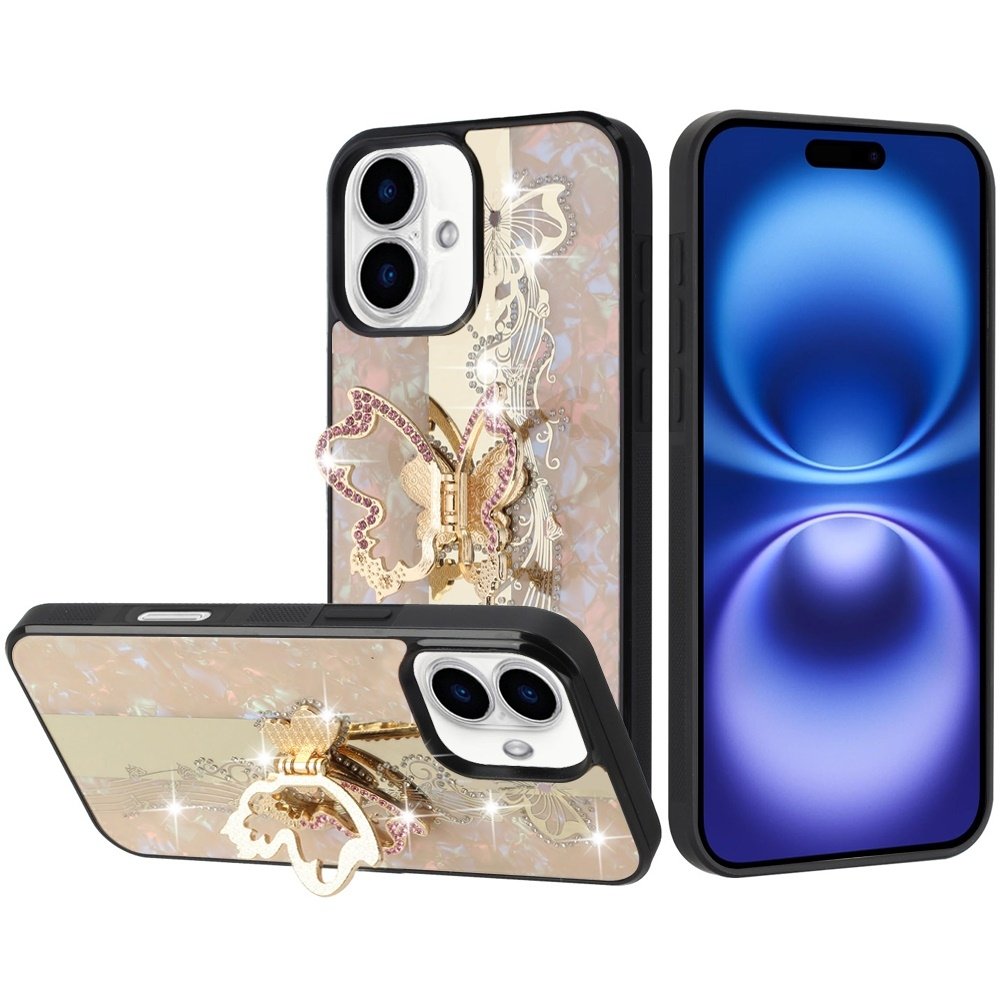 For Apple iPhone 17 SPLENDID Diamond Glitter Ornaments Engraving Case Cover Enchanted Butterfly