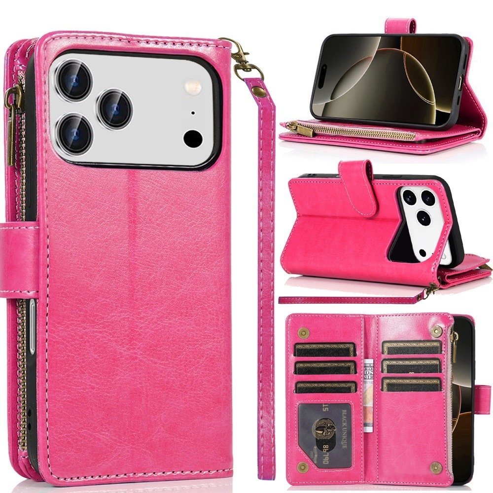 For Apple iPhone 17 Pro Max Luxury Wallet Card ID Zipper Money Holder Case Cover - Image 4