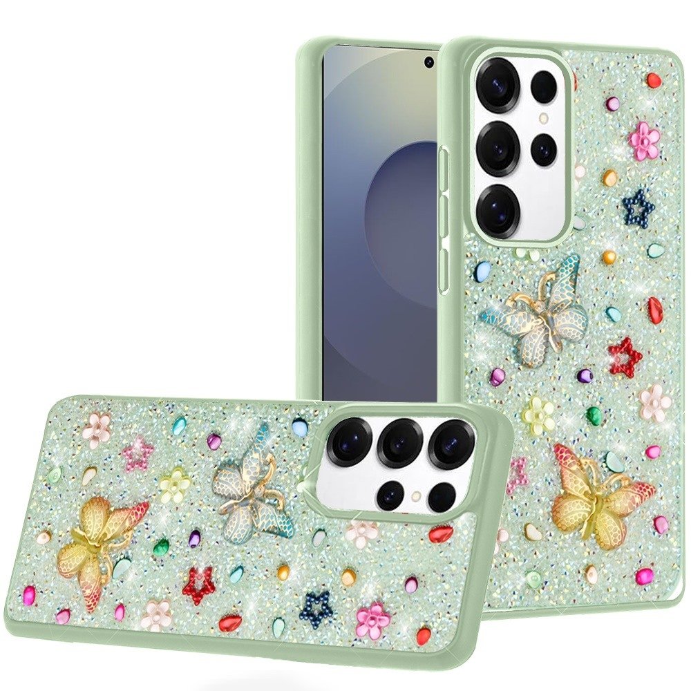 For Samsung Galaxy s25 Ultra Butterfly Ornaments Diamond Bling Glitter Hybrid Case - Image 4
