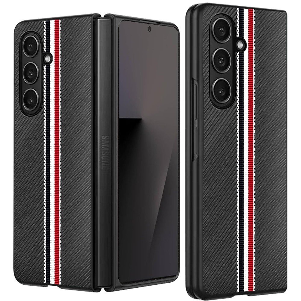 For Samsung Galaxy Z Fold 7 Velvet Fabric Flip Phone Premium PU Vegan Leather Cover Case