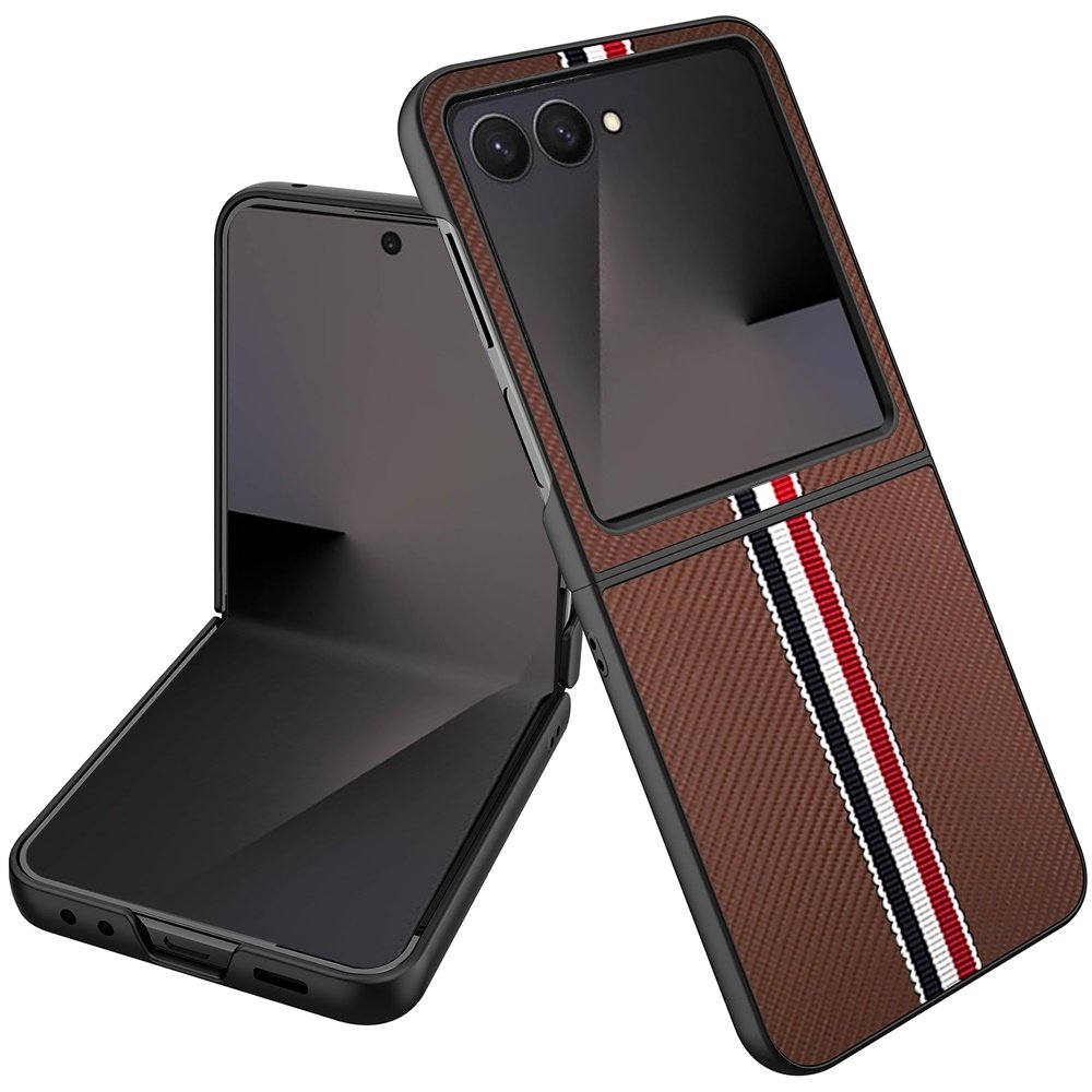 For Samsung Galaxy Z Flip 7 Velvet Fabric Flip Phone Premium PU Vegan Leather Cover Case
