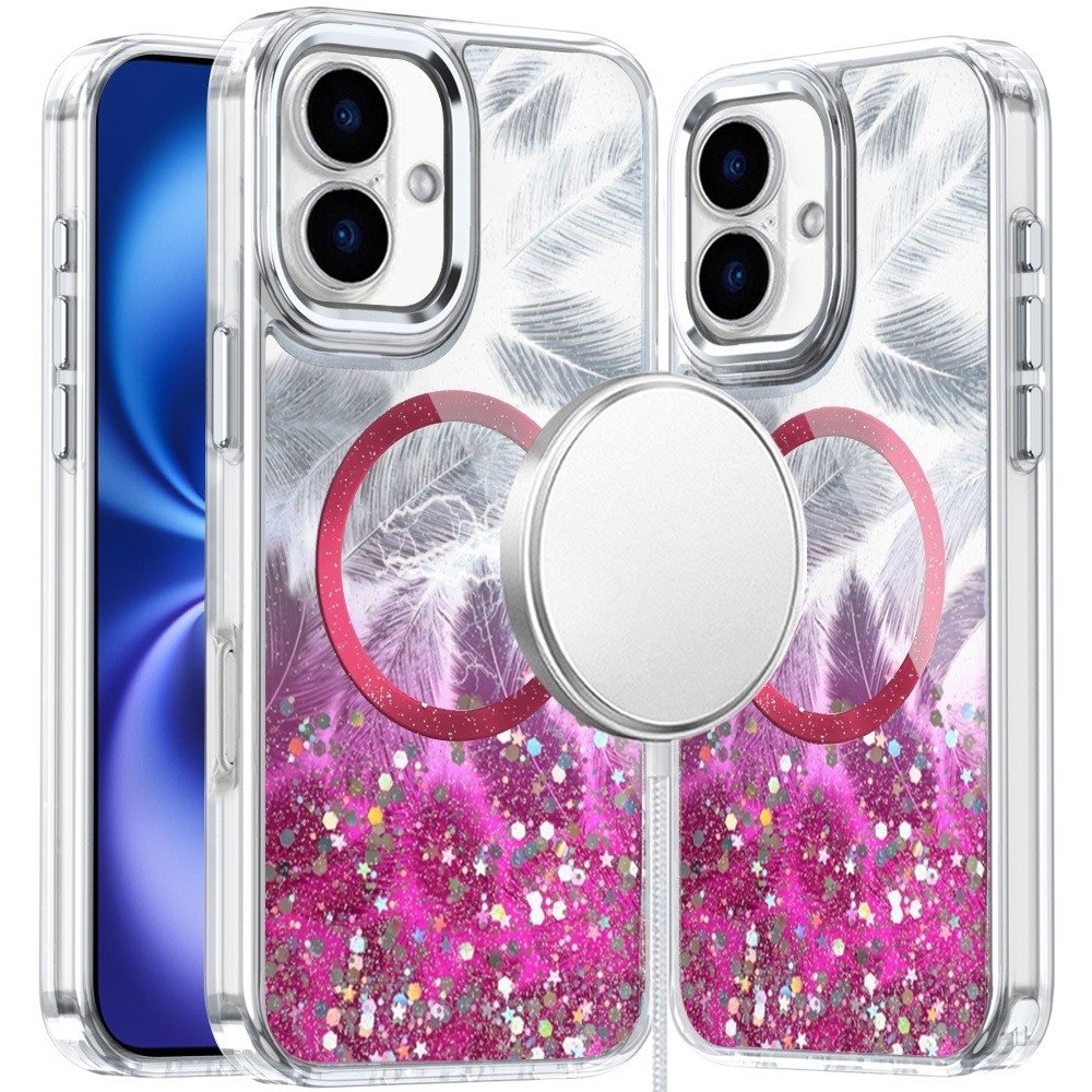 For Apple iPhone 17 Epoxy Glitter Shimmer Magnetic Circle Hybrid Case