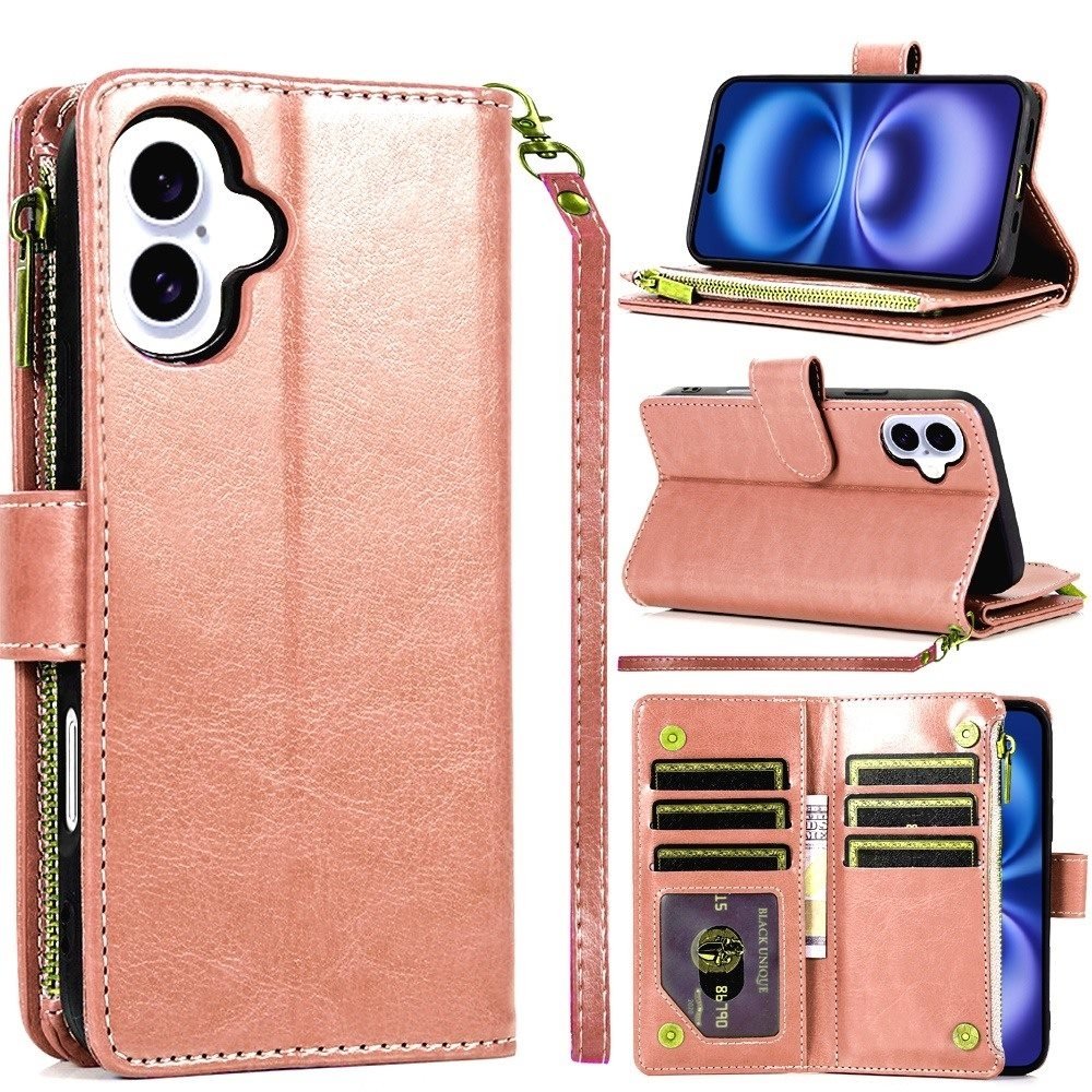 For Apple iPhone 17 Luxury Wallet Card ID Zipper Money Holder Case Cover