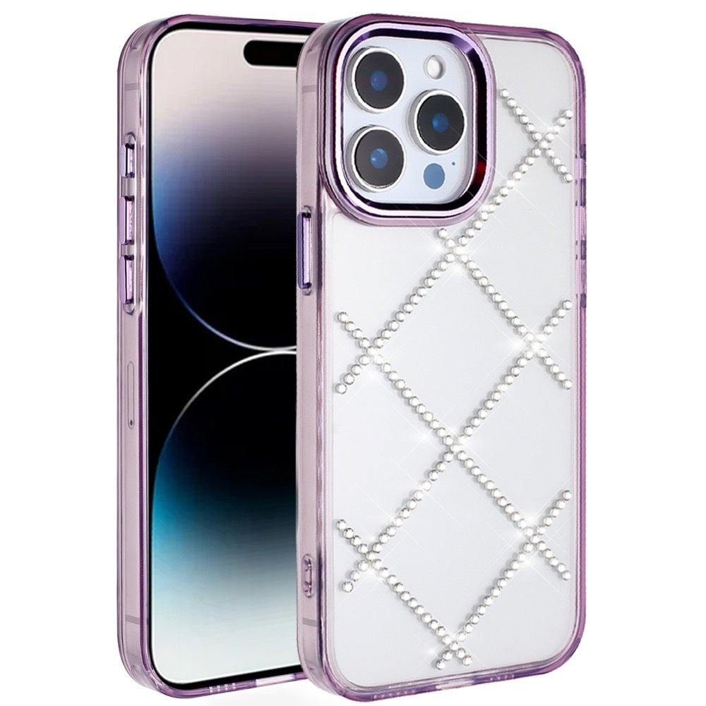 For Apple iPhone 13 Pro Max Gem Glitter Diamond Transparent Hard Colorful TPU Hybrid Case - Image 2