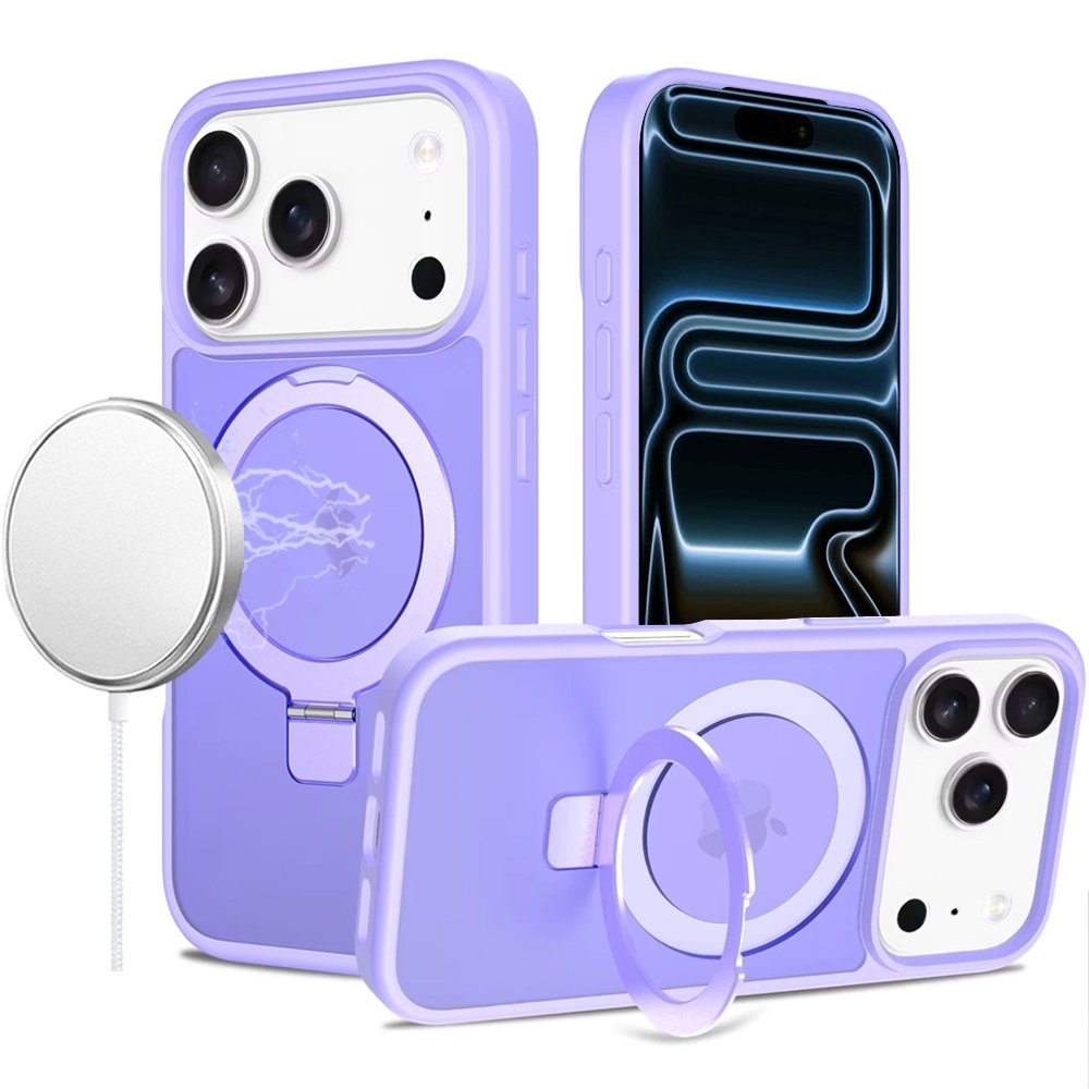 For Apple iPhone 17 Pro Max Magnetic Matching Ring Stand Full Rotation Matte Hybrid