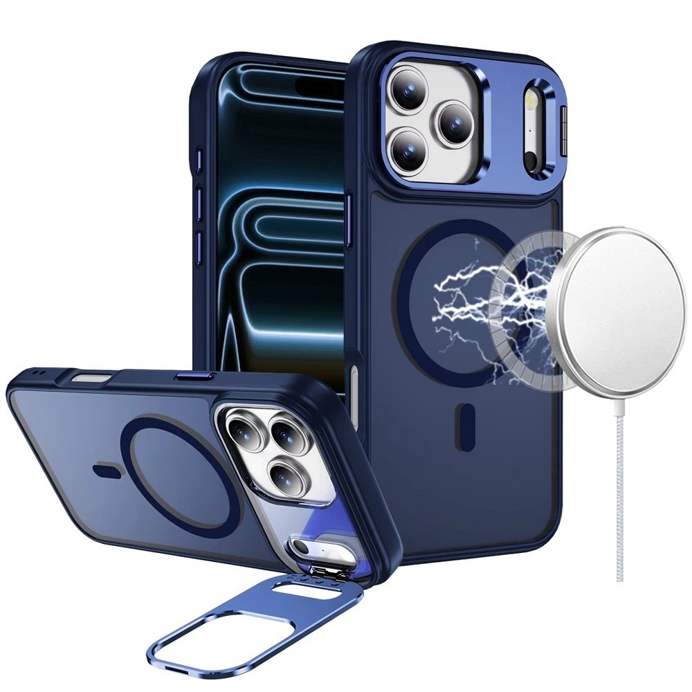 For Apple iPhone 17 Pro Fearless Tough HQ Metallic Hybrid with Camera Ring Stand Magnetic Circle Case