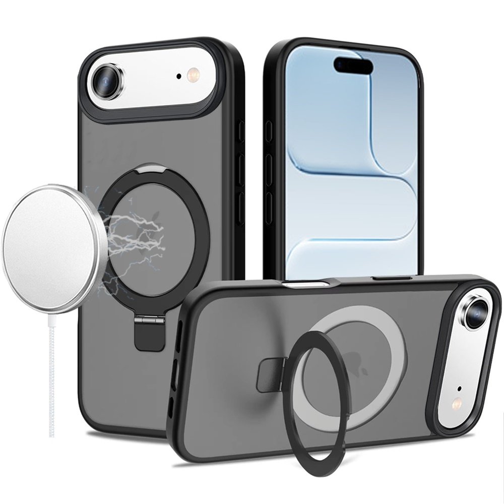 For Apple iPhone 17 Air Magnetic Matching Ring Stand Full Rotation Matte Hybrid - Image 2