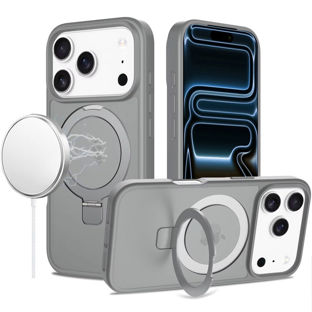 For Apple iPhone 17 Pro Max Magnetic Matching Ring Stand Full Rotation Matte Hybrid - Image 2
