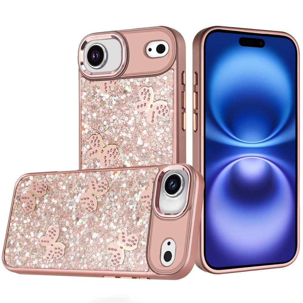 For Apple iPhone 17 Air Cute Butterfly Ornaments Diamonds Shimmer Matching Metallic HQ Hybrid - Image 5