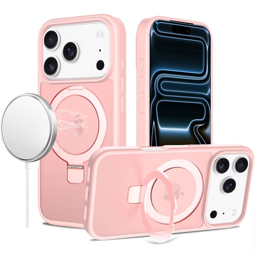 For Apple iPhone 17 Pro Max Magnetic Matching Ring Stand Full Rotation Matte Hybrid - Image 3
