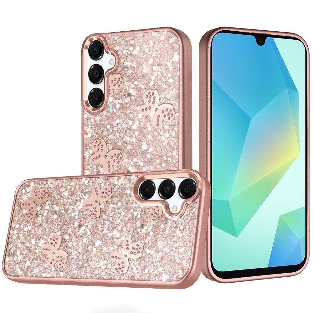 For Samsung Galaxy A16 5G Cute Butterfly Ornaments Diamonds Shimmer Matching Metallic HQ Hybrid - Image 3