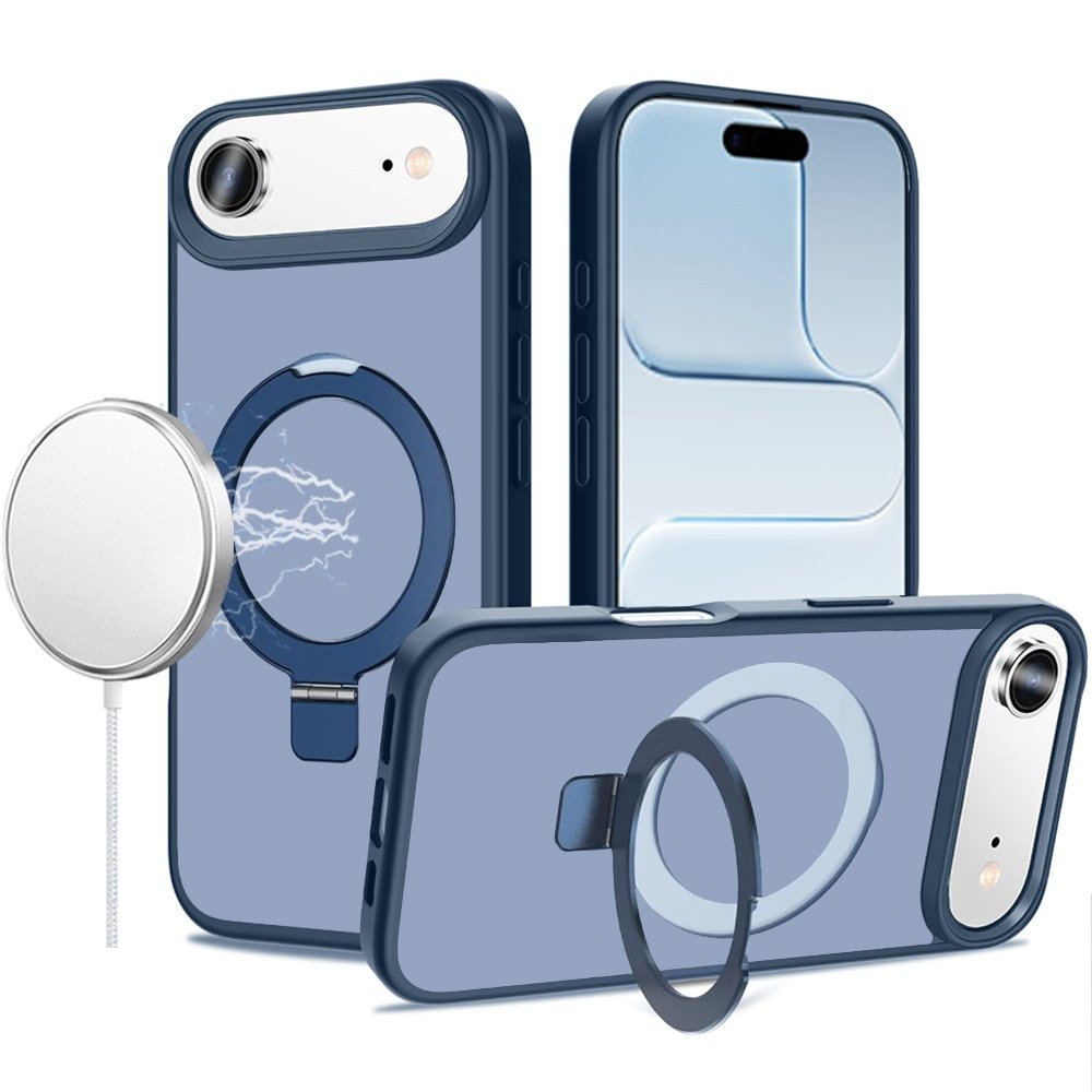 For Apple iPhone 17 Air Magnetic Matching Ring Stand Full Rotation Matte Hybrid