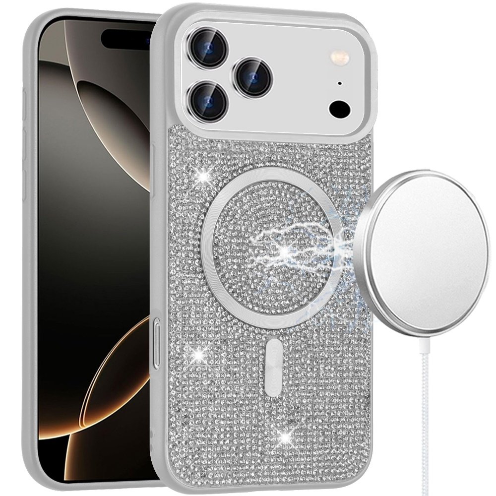 For Apple iPhone 17 Pro Max Diamond Magnetic Circle with CD Pattern Hybrid - Image 3
