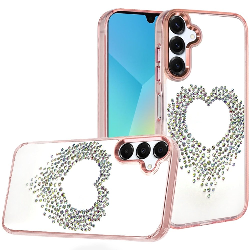 For Samsung Galaxy A16 5G Angel Hearts Bling Shimmer Colorful Glitter Chrome Edged Hybrid Case - Image 2