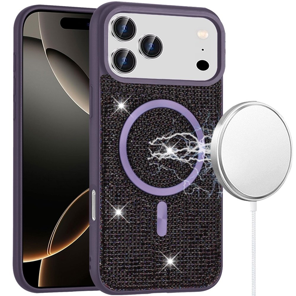 For Apple iPhone 17 Pro Max Diamond Magnetic Circle with CD Pattern Hybrid - Image 4
