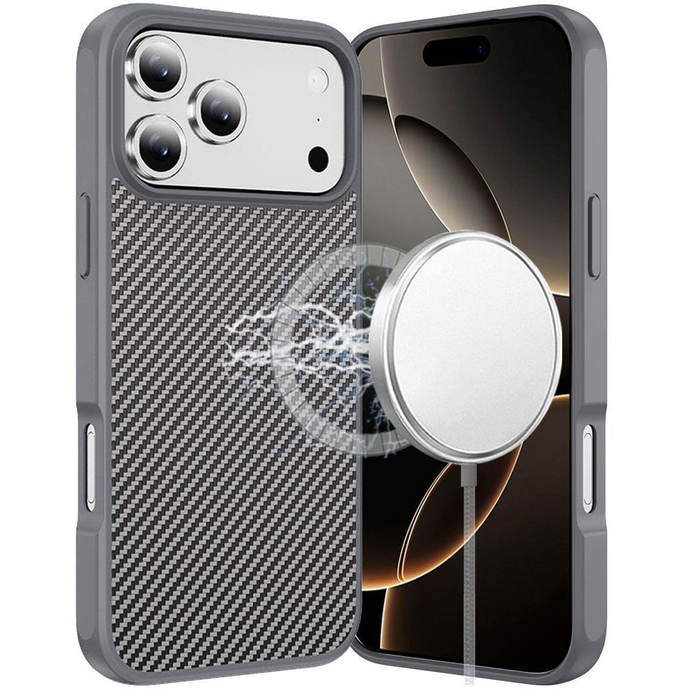 For Apple iPhone 17 Pro Max CarbonFiber Design Magnetic Ring HQ Thick 2.0mm Hybrid Case