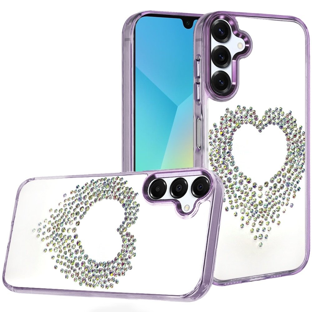 For Samsung Galaxy A16 5G Angel Hearts Bling Shimmer Colorful Glitter Chrome Edged Hybrid Case - Image 3