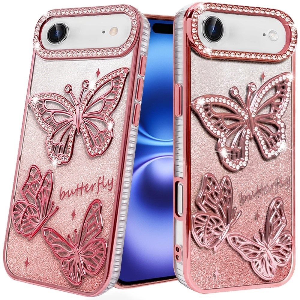 For Apple iPhone 17 Air Butterfly Freedom Shimmer Glitter Thick TPU Case Cover - Image 4