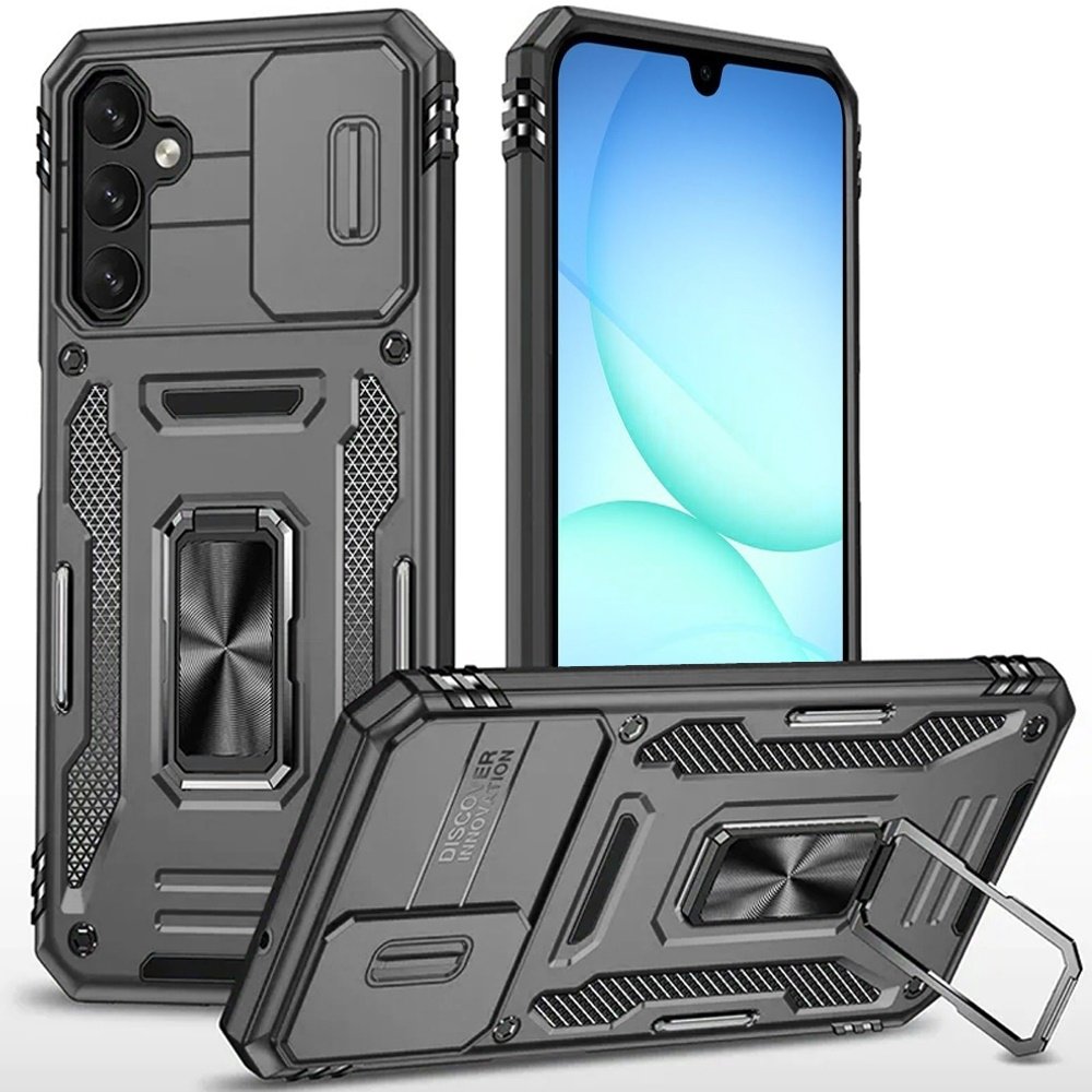 For Samsung Galaxy A17 5G Utter Tough Metal Ring Movable Camera Window Hybrid Case Cover