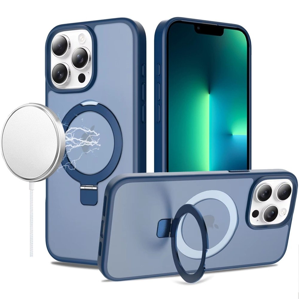 For Apple iPhone 13 Pro Max Magnetic Matching Ring Stand Full Rotation Matte Hybrid