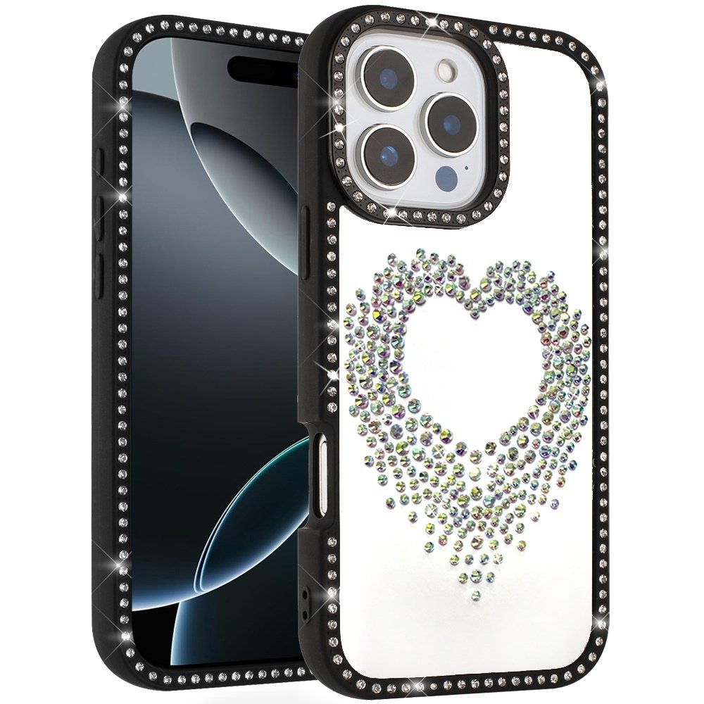 For Apple iPhone 16 Pro Max 6.9 Beautiful ANGEL Hearts Glitter Shimmer Diamond Edged Hybrid Case - Image 2