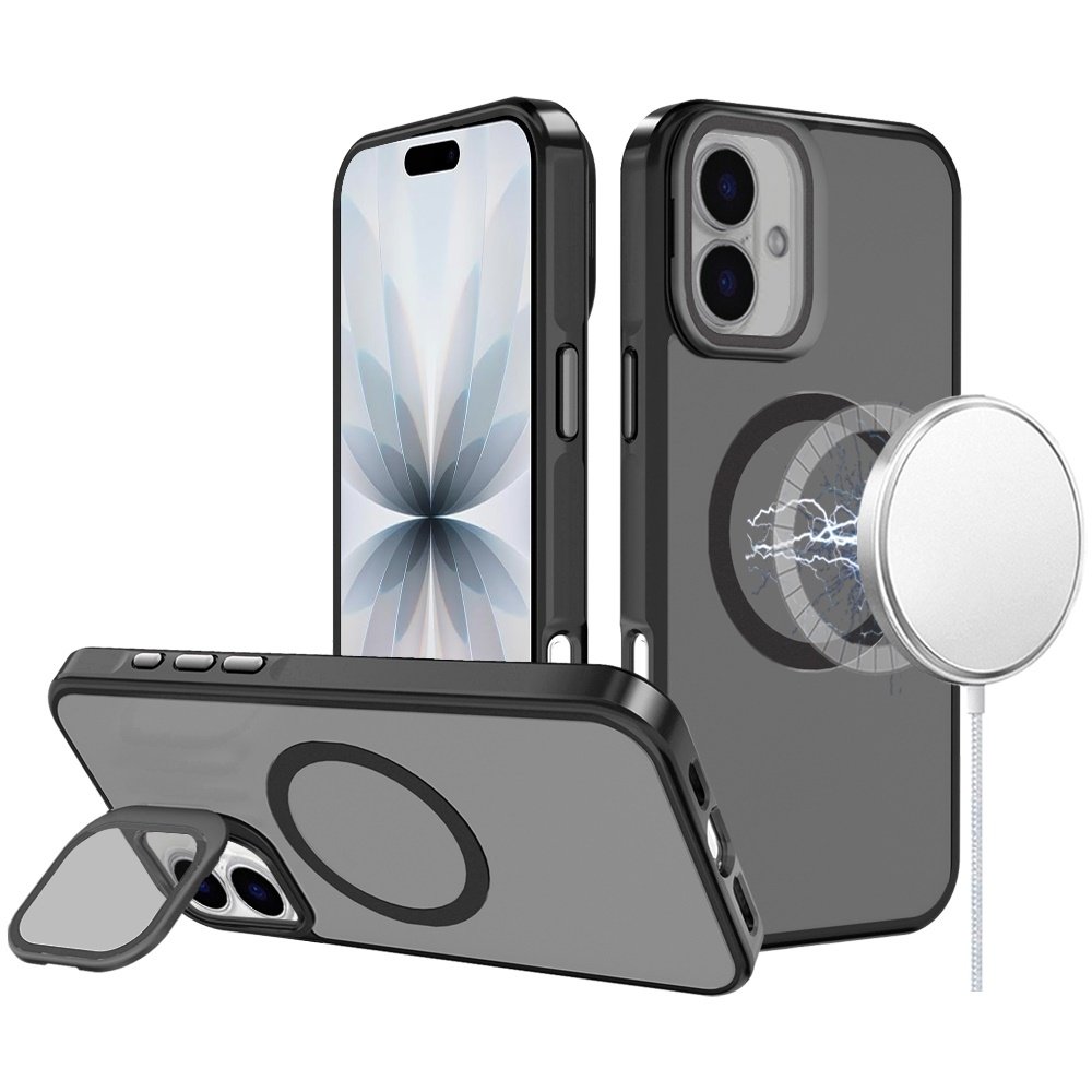 For Apple iPhone 17 Frame Aluminium Camera Stand Metallic Buttons Magnetic Circle Tough HQ Hybrid Case