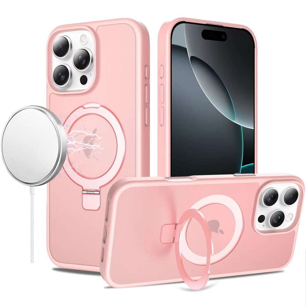 For Apple iPhone 16 Pro Max 6.9 Magnetic Matching Ring Stand Full Rotation Matte Hybrid - Image 3
